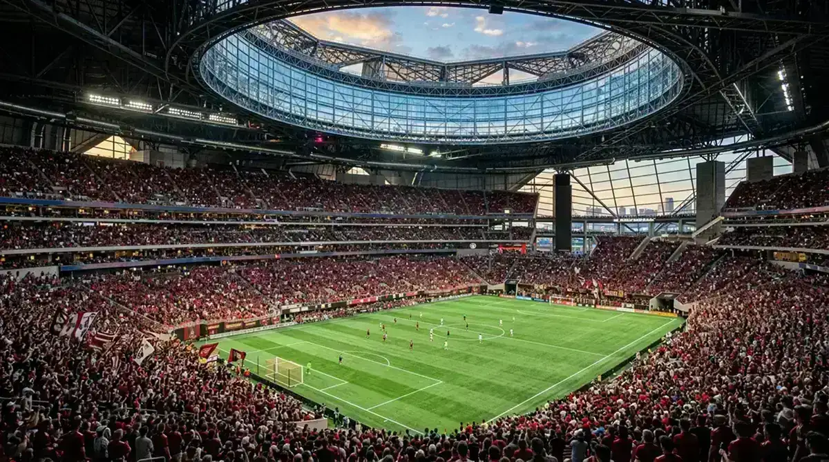 Großes amerikanisches Mehrzweck-Stadion bei einem MLS-Heimspiel im Süden der USA
