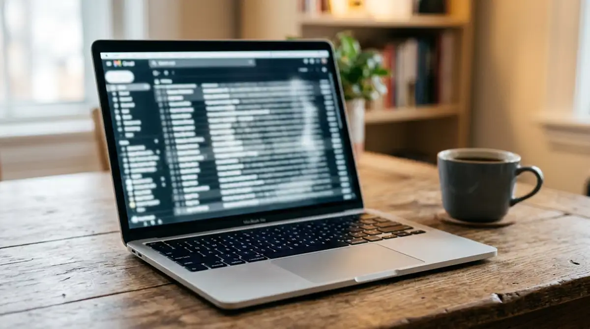 Laptop auf einem Schreibtisch zeigt unscharf eine Spielübersicht mit mehreren Quotenfeldern