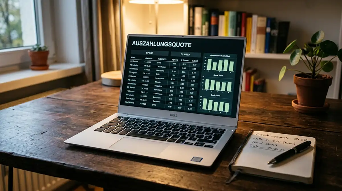 Laptop-Bildschirm mit Quoten- und Payout-Analyse für die Bewertung der MLS-Auszahlungsquote