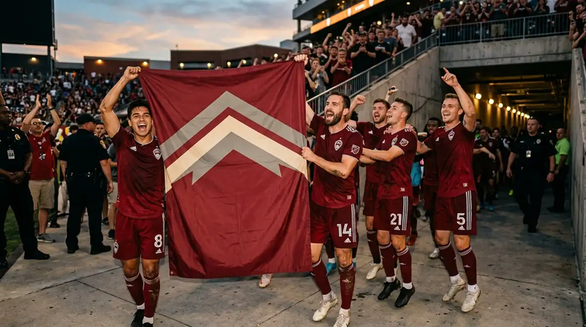 MLS-Team feiert mit einem großen Conference-Banner