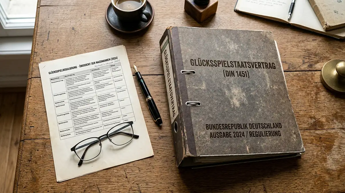 Schreibtisch mit regulatorischen Unterlagen als Symbol für den deutschen Sportwettmarkt
