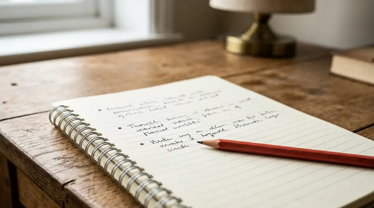 Notizbuch mit handschriftlich notierten Live-Wettfehlern und Korrekturen