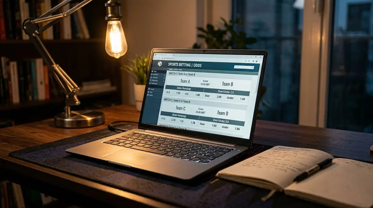 Laptop-Bildschirm mit Asianhandicap-Linien für ein MLS-Spiel