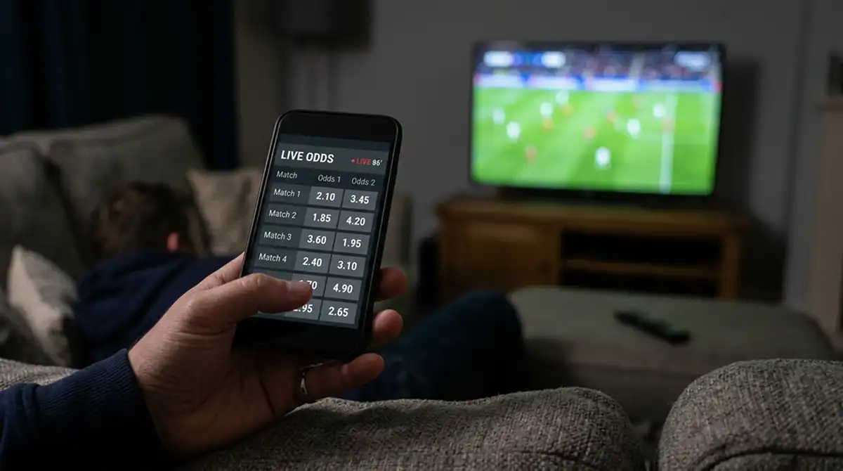 Live-Wettangebot auf einem Smartphone während eines MLS-Spiels