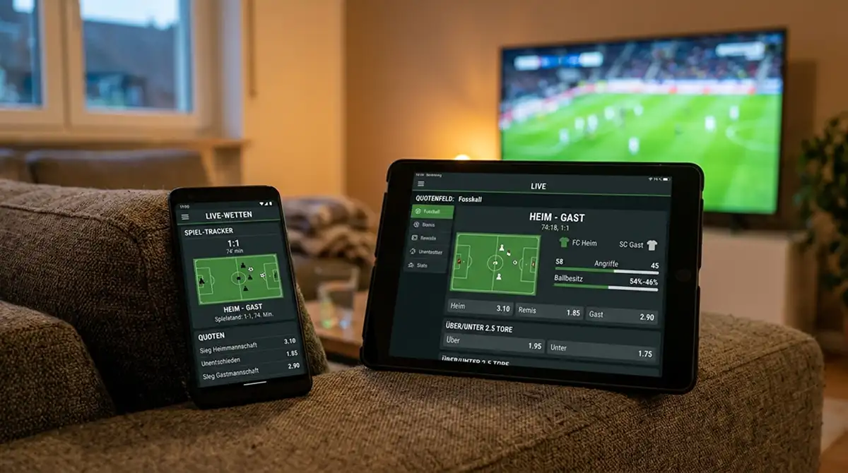 Mobiles Endgerät mit Live-Quoten und Match-Tracker während eines MLS-Playoff-Spiels