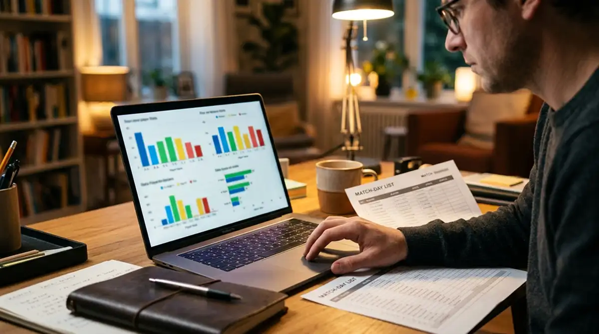 Tipper analysiert Player-Props auf einem Laptop mit MLS-Statistiken