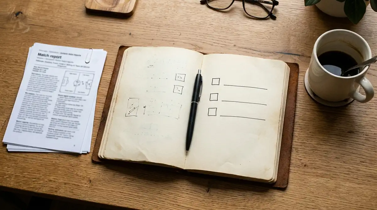 Strategische Notizen zu Designated-Player-Form auf einem Schreibtisch
