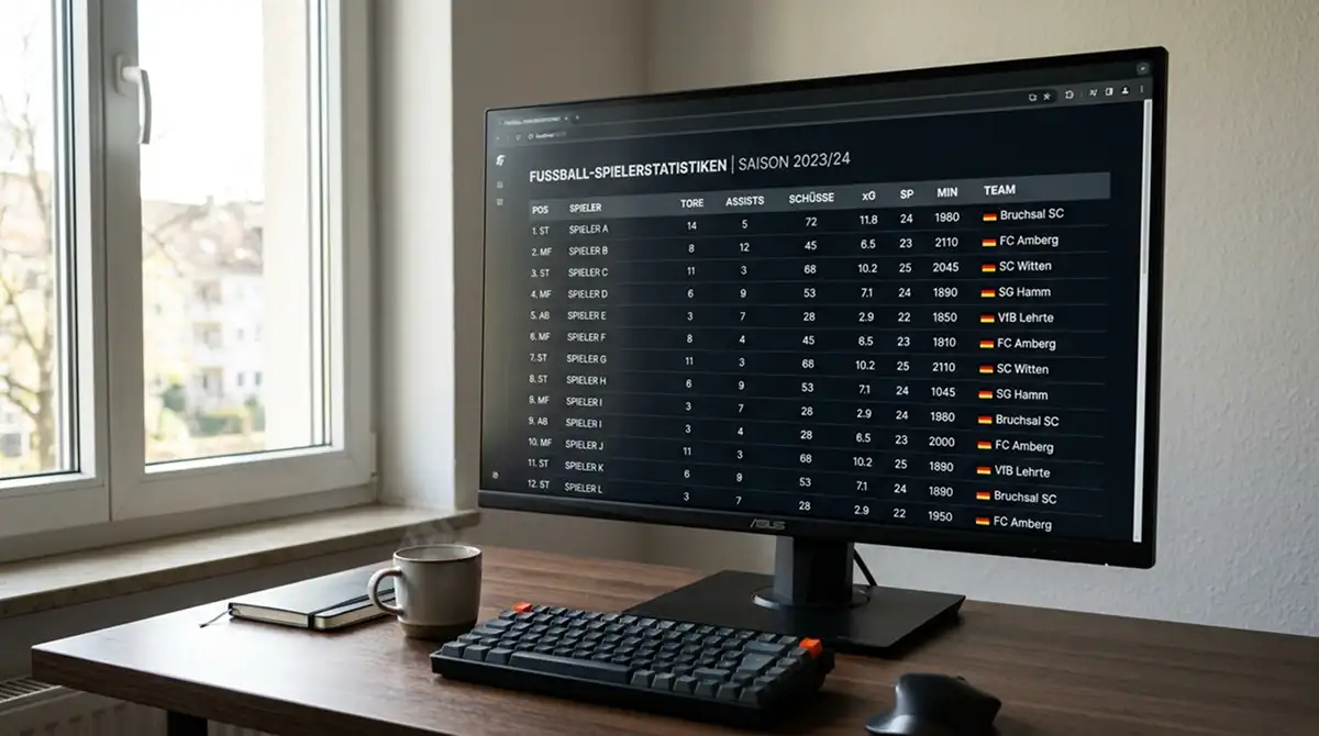 Statistik-Plattform mit Spielerdaten und xG-Werten als Grundlage für Player Props
