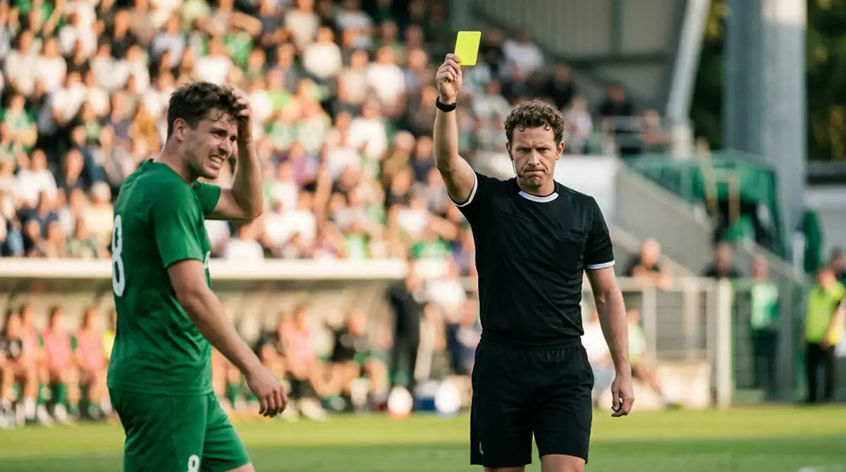 Schiedsrichter zeigt gelbe Karte als Beispiel für MLS-Karten- und Spezialmärkte