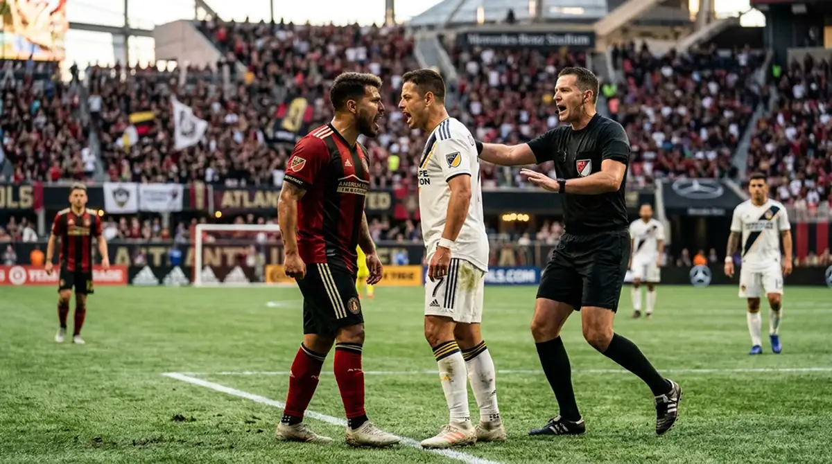 Hitzige Auseinandersetzung zwischen zwei MLS-Spielern unter den Augen des Schiedsrichters