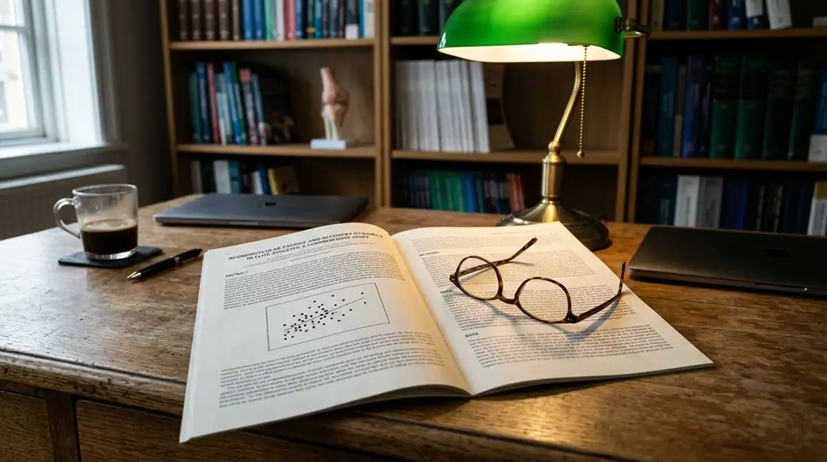 Wissenschaftliche Auswertung zu Reiseeffekten auf einem Schreibtisch im Forschungsbüro